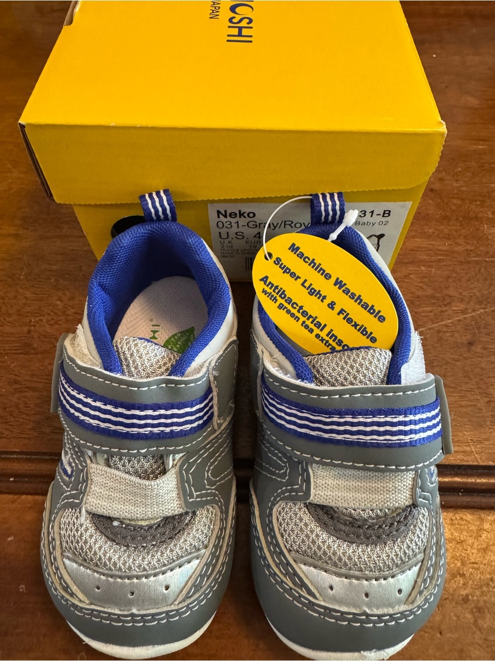 Tsukihoshi Gray & Blue Velcro Walker Shoes
